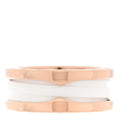 18K Rose Gold White Ceramic B.Zero1 Two-Band Ring 49 5