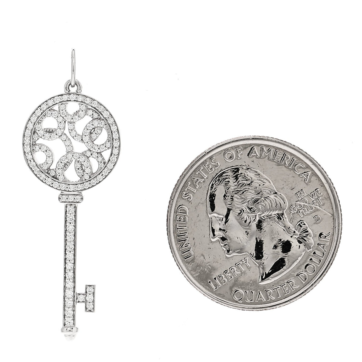 Platinum Diamond Small Bubbles Key Pendant
