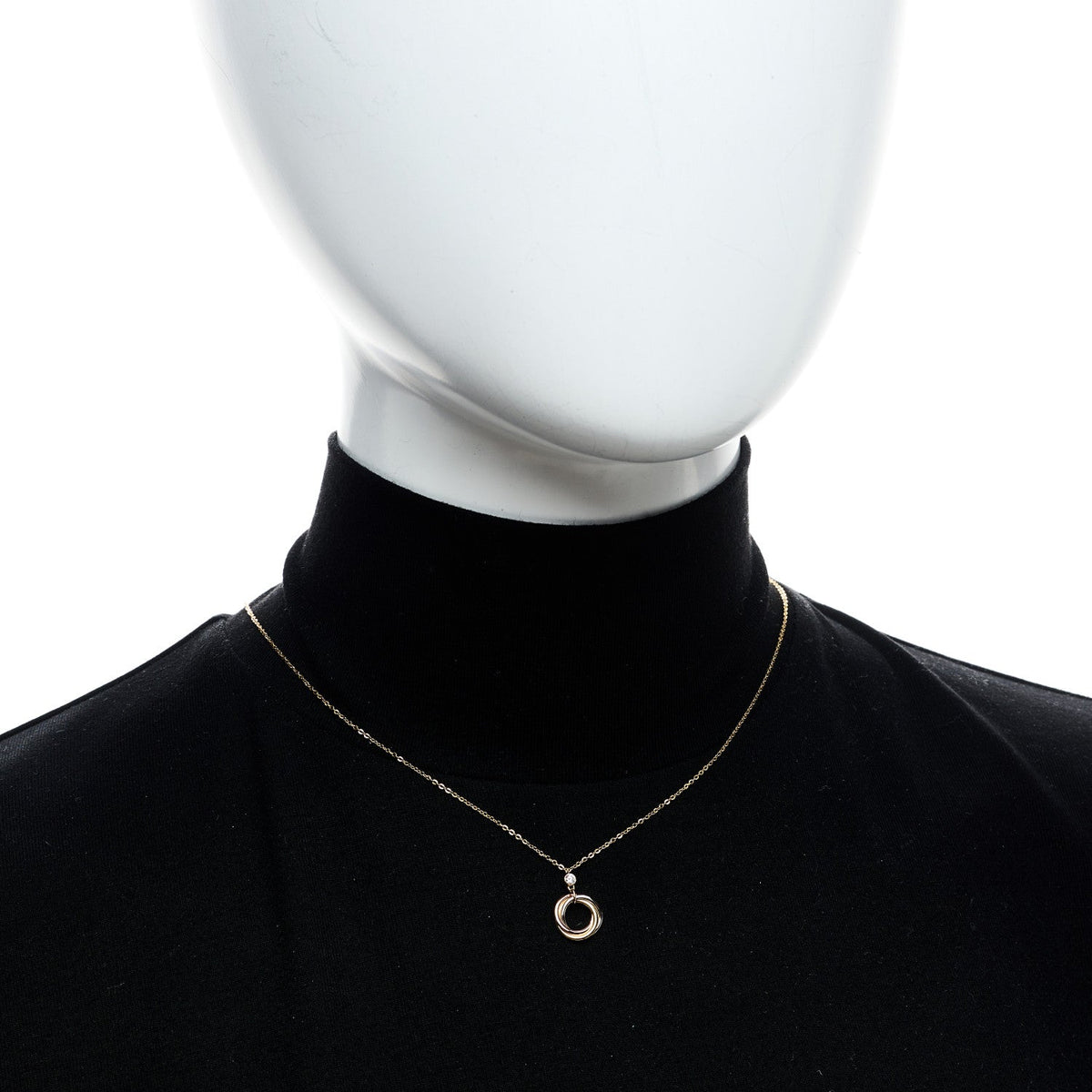 18K Pink Yellow White Gold Diamond Trinity Pendant Necklace