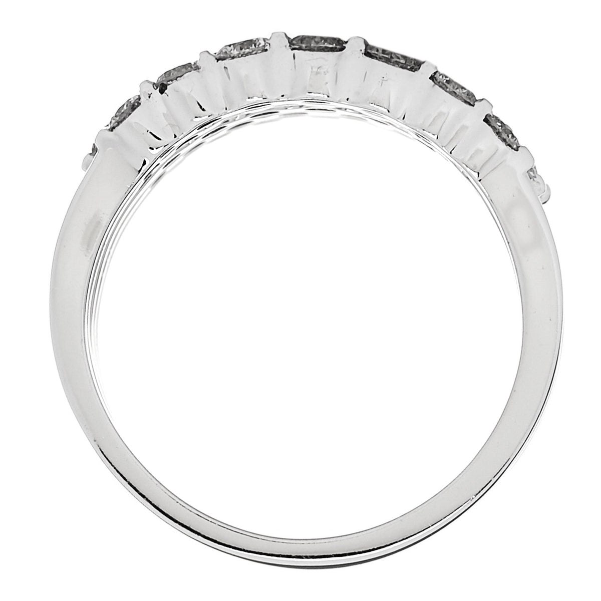 14K White Gold Diamond 1.90ctw Five Row Band Ring 53 6.25