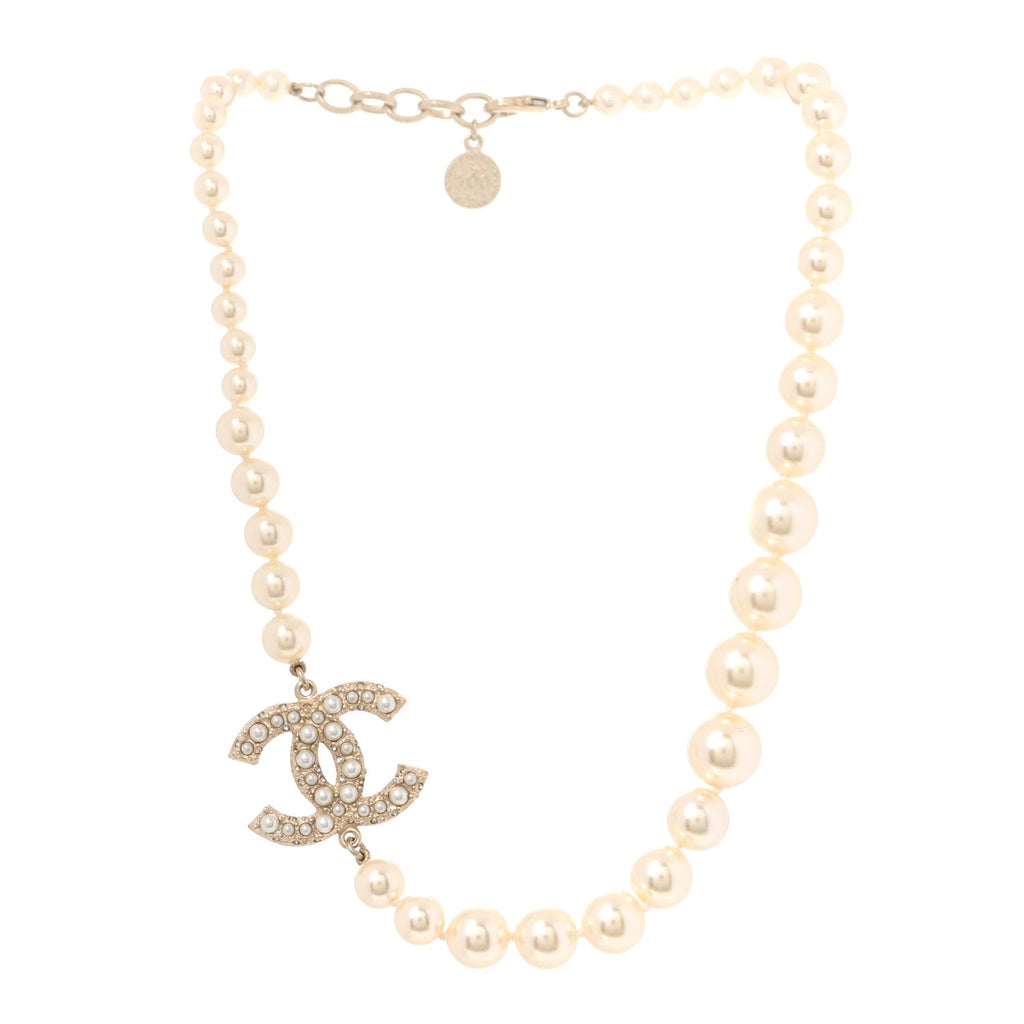 Pearl CC 100th Anniversary Necklace Light Gold