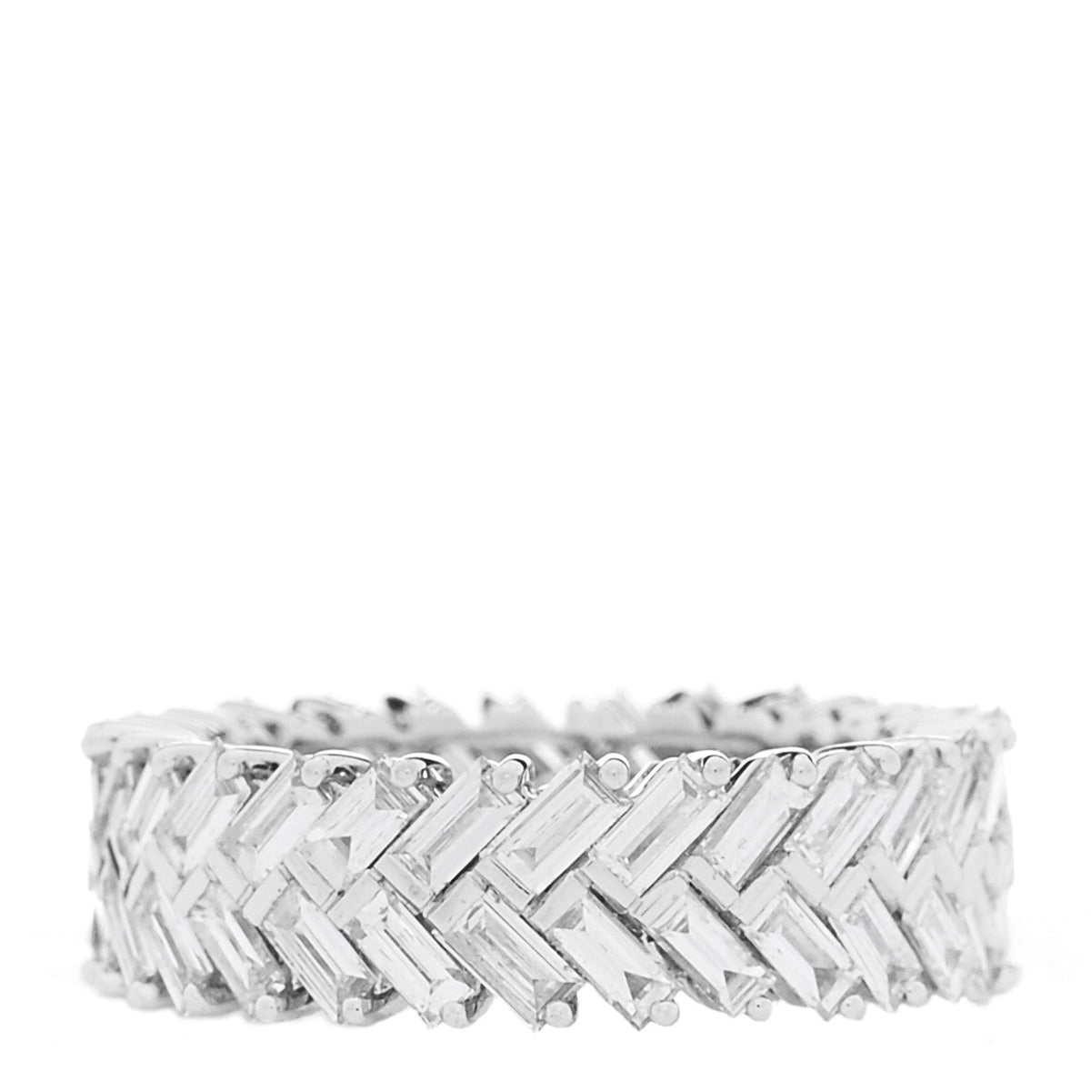18K White Gold Diamond Zipper Ring 55 7.25