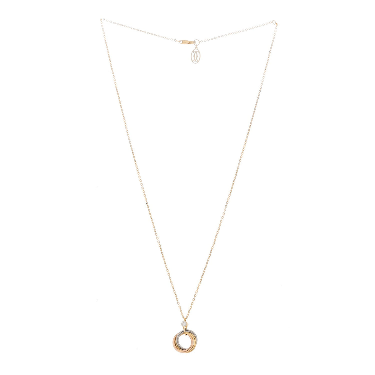 18K Pink Yellow White Gold Diamond Trinity Pendant Necklace