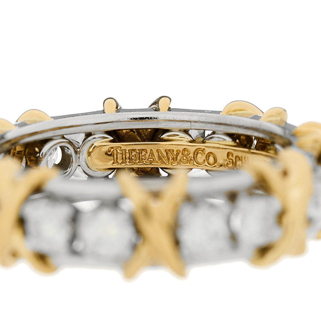 Platinum 18K Yellow Gold Diamond Schlumberger Sixteen Stone Ring 54 6.75