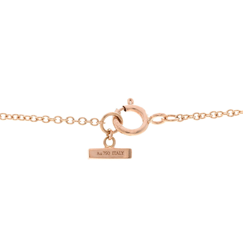 18K Rose Gold Diamond Pink Opal T Circle Pendant Necklace