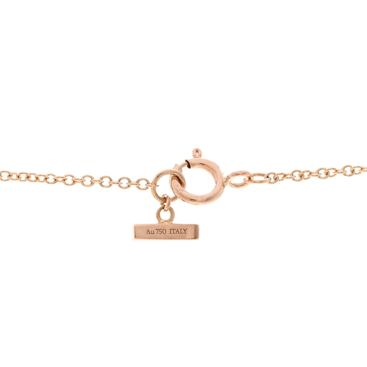 18K Rose Gold Diamond Pink Opal T Circle Pendant Necklace