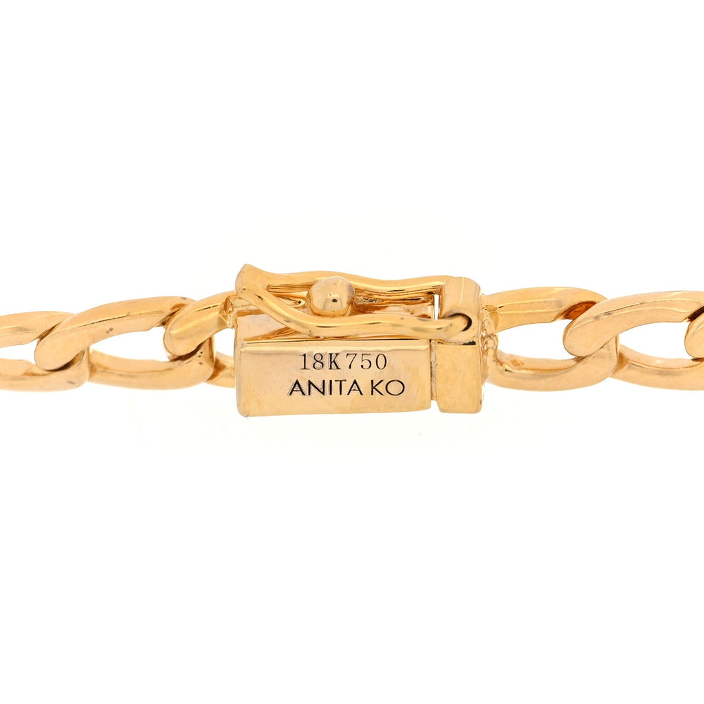 18K Yellow Gold Diamond Round Center Medium Cuban Link Bracelet