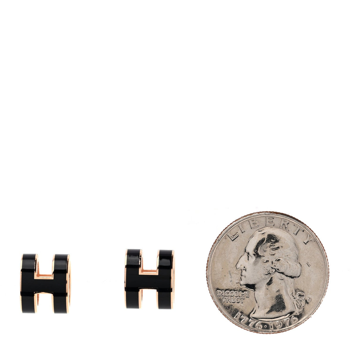 Rose Gold Lacquered Pop H Earrings Black