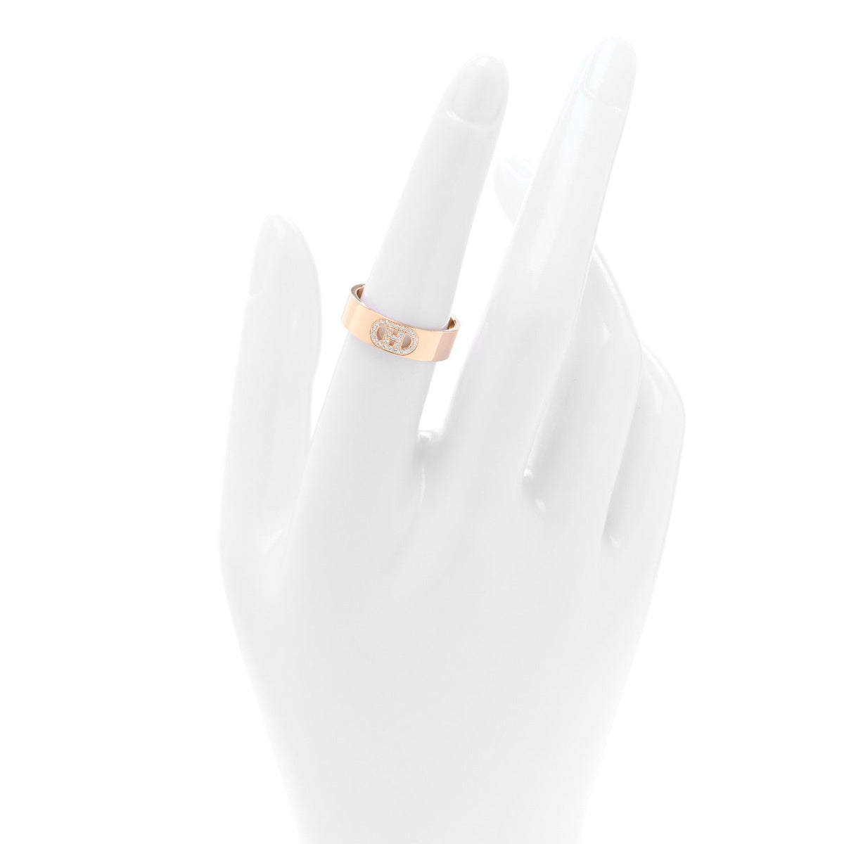 18K Rose Gold Diamond PM H D'Ancre Ring 54 7