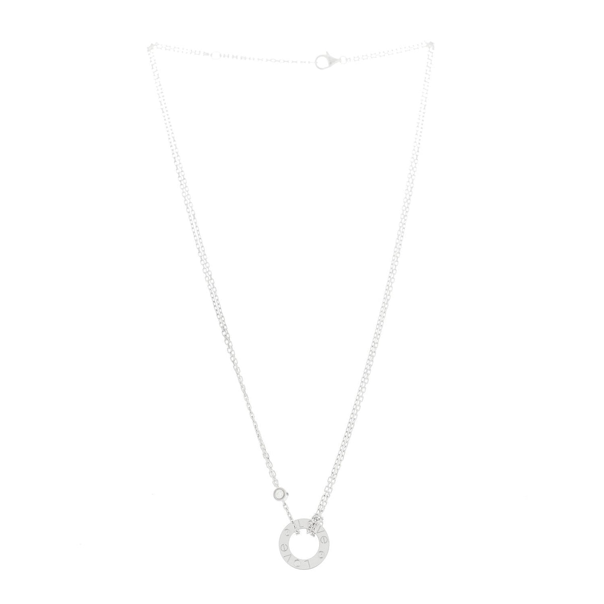 18K White Gold 2 Diamond LOVE Necklace