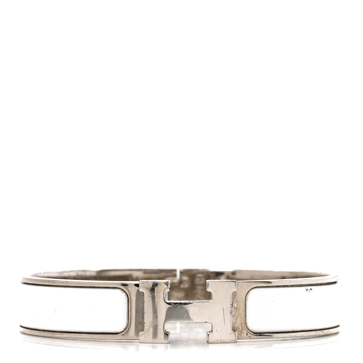 Enamel Narrow Clic Clac H Bracelet GM White