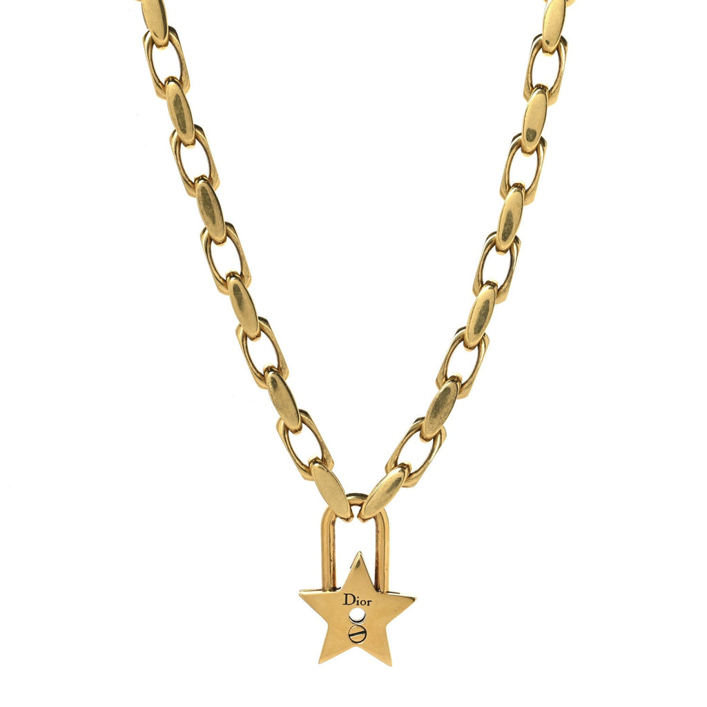 Metal Lucky Star Choker Necklace Aged Gold