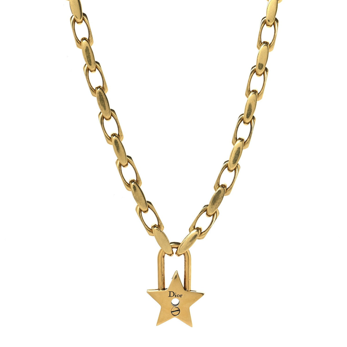 Metal Lucky Star Choker Necklace Aged Gold