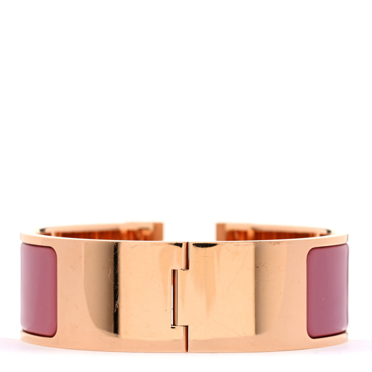 Enamel Wide Clic Clac H Bracelet GM Rose Velours