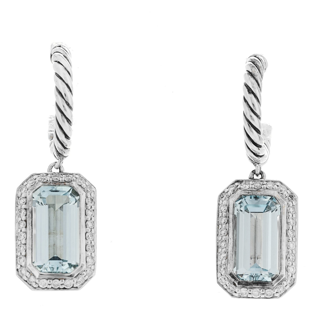 Sterling Silver Diamond Blue Topaz Novella Drop Earrings