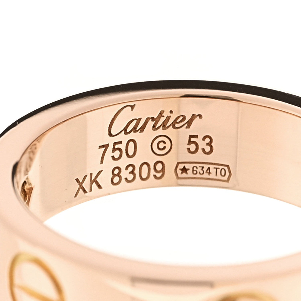 18K Pink Gold 3 Diamond 5.5mm LOVE Ring 53 6.5
