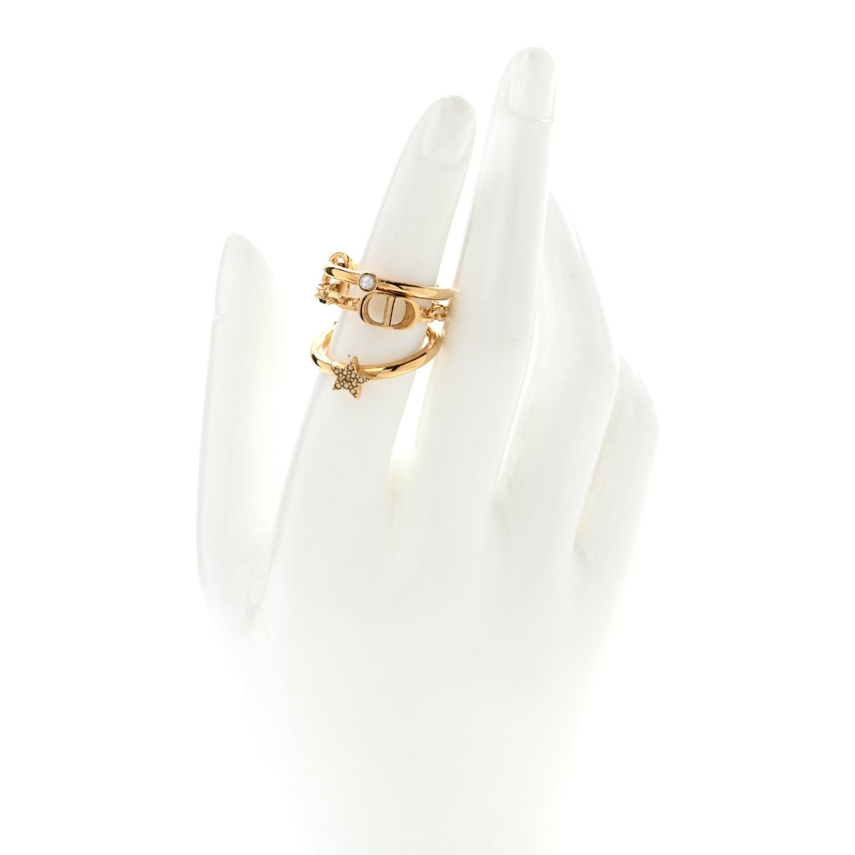 Metal Crystal Shiny-D Ring L Gold