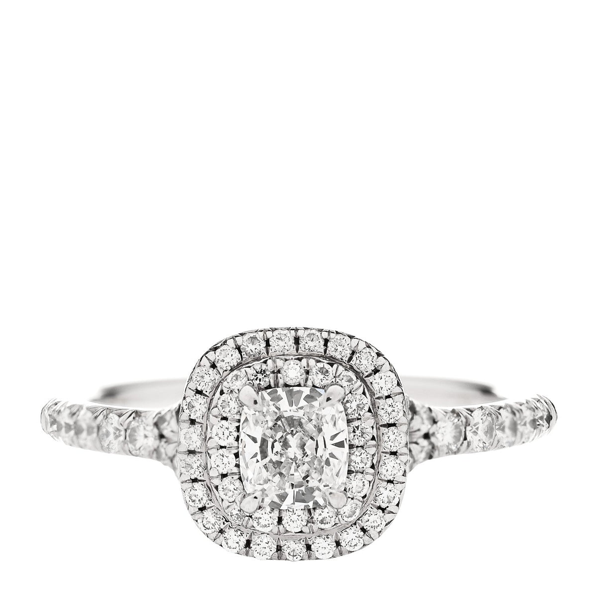 Platinum Diamond .41ct Soleste Cushion Cut Double Halo Engagement Ring 50 5.25