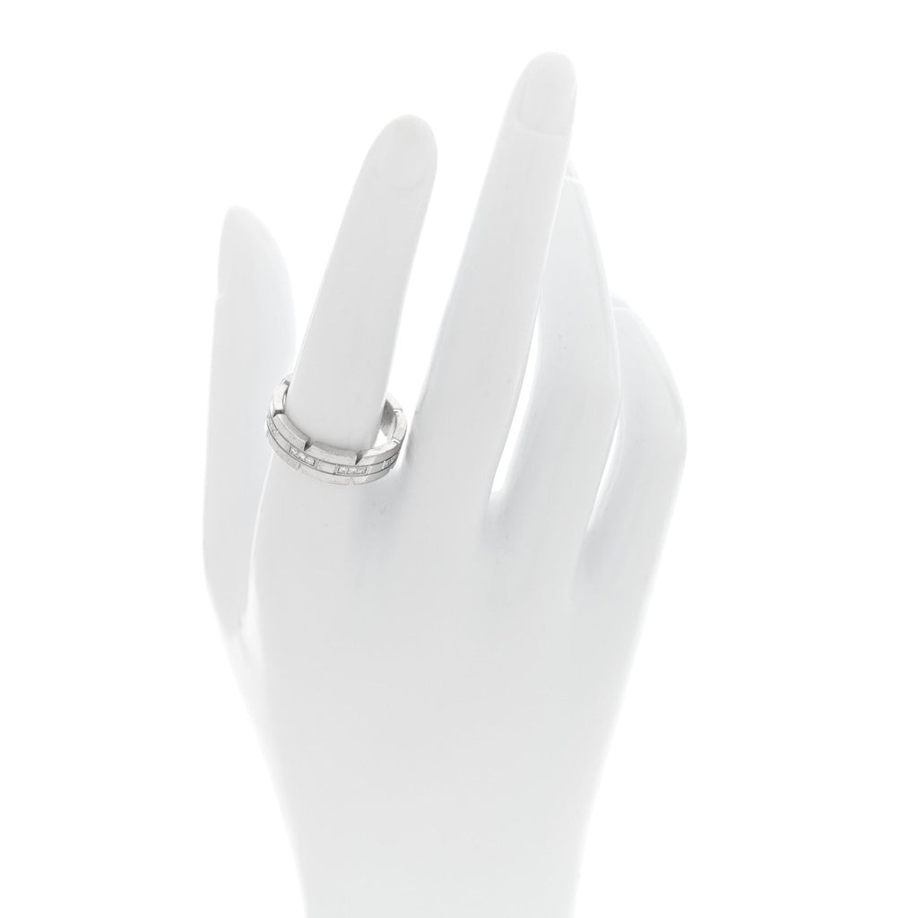 18K White Gold Diamond Tank Francaise Band Ring 57 8