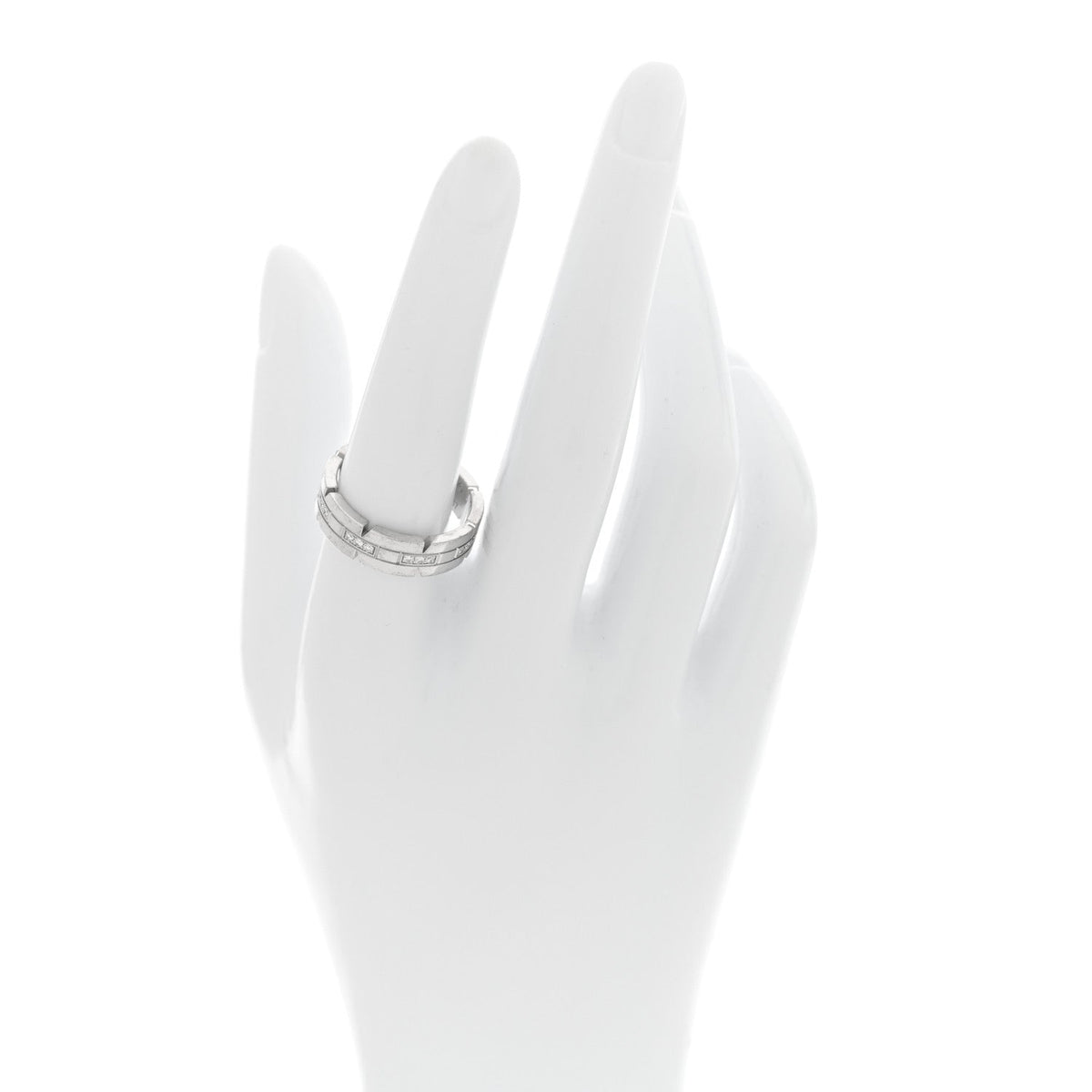 18K White Gold Diamond Tank Francaise Band Ring 57 8