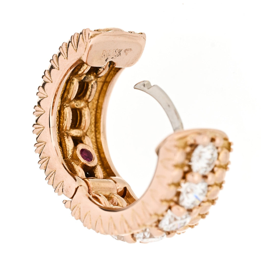18K Rose Gold Diamond Sienna Hoop Earrings