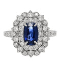 Platinum Diamond Blue Sapphire .61ctw Double Halo Ring 53 6.25