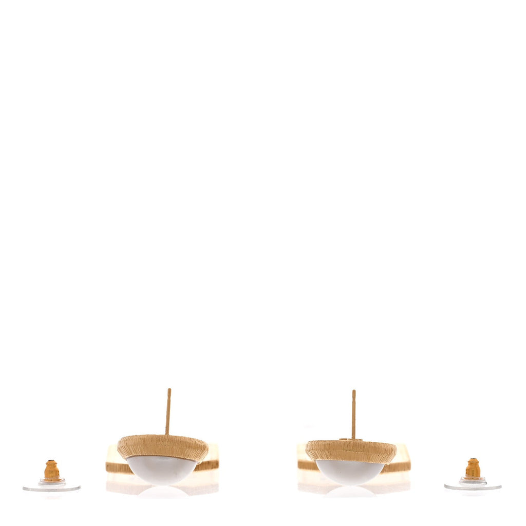 Pearl CC Tags Drop Earrings Gold