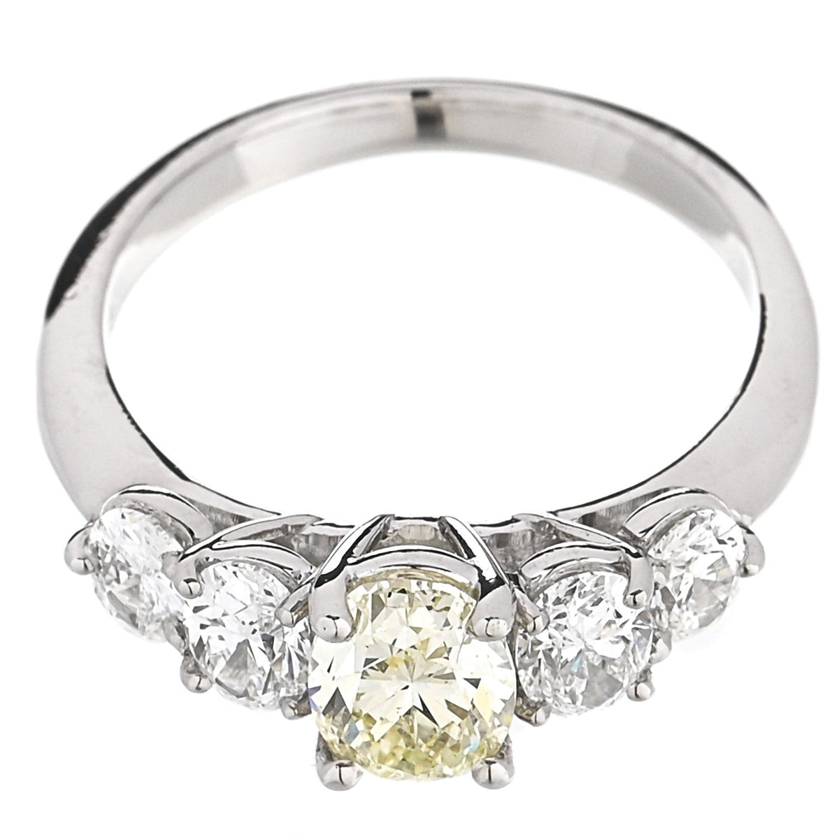Platinum Yellow Diamond 1.71ctw Five Stone Ring 51 5.75