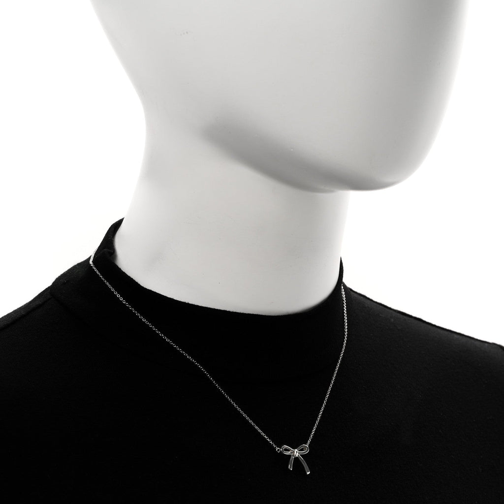 Sterling Silver Small Bow Pendant Necklace