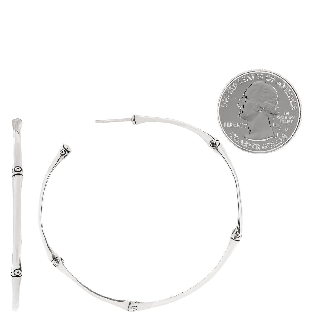 Sterling Silver Large Bamboo Hoop Earrings