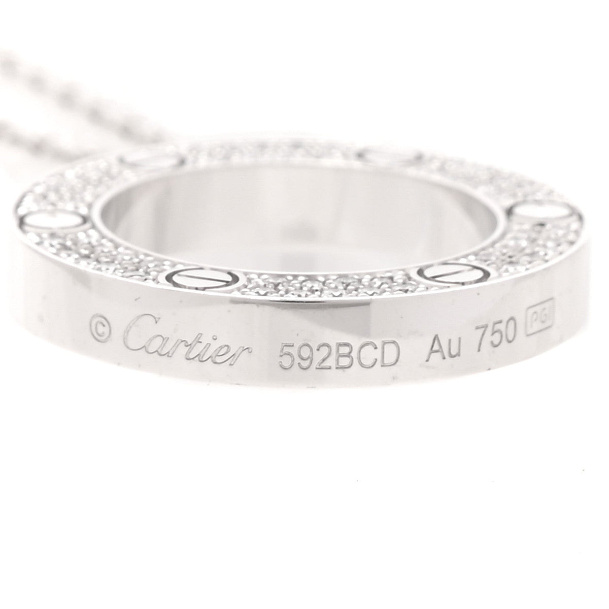 18K White Gold Diamond LOVE Paved Necklace