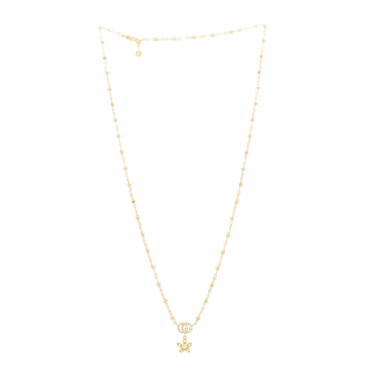 18K Yellow Gold Diamond Flora Necklace