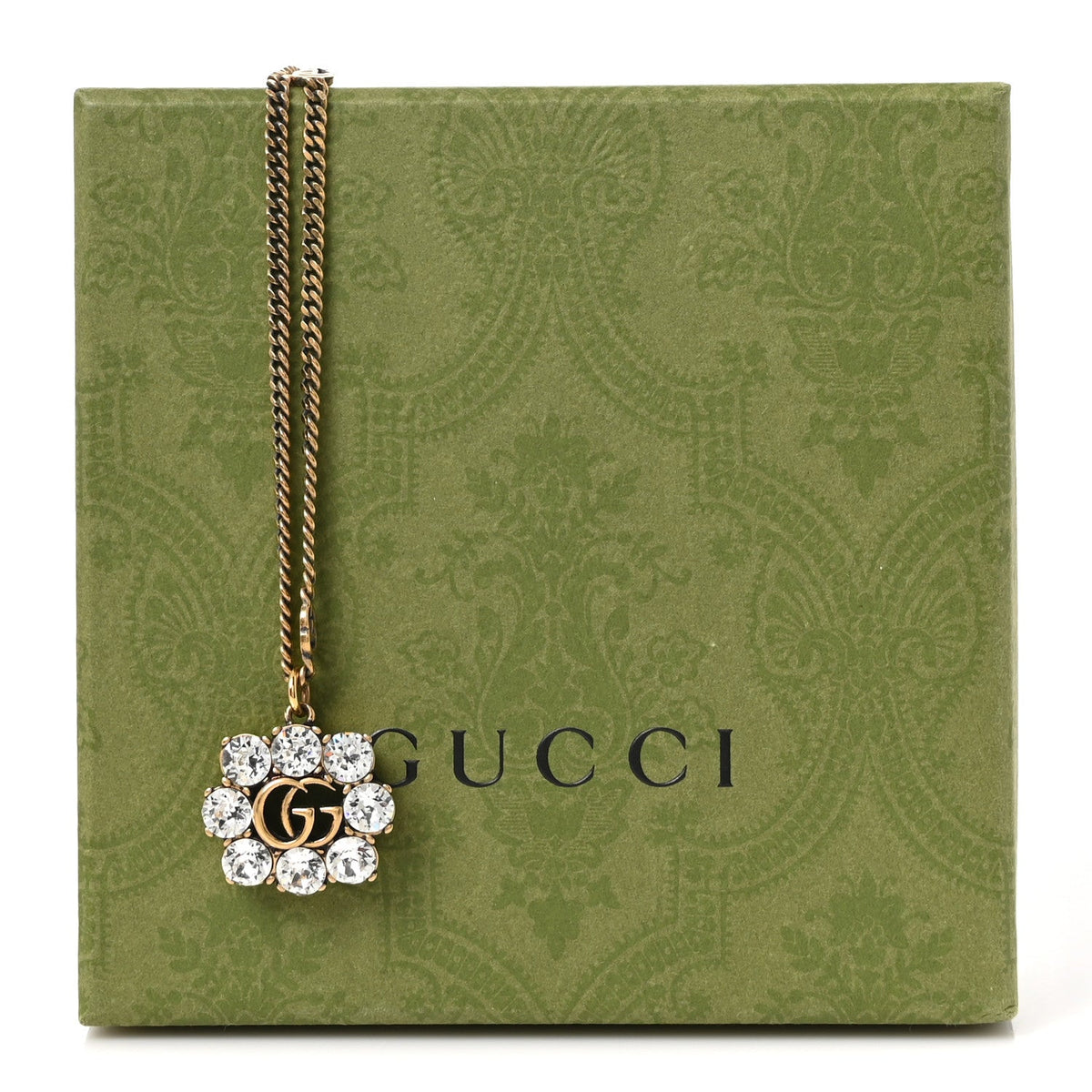 Crystal Embellished Double G Necklace Aged Gold