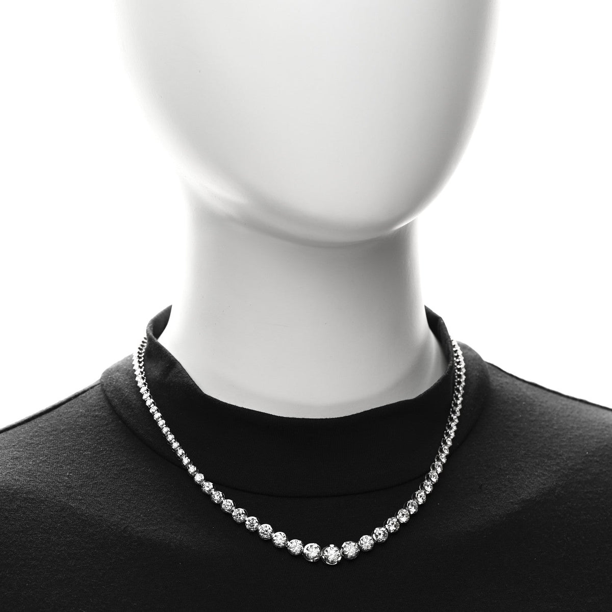 14K White Gold Diamond 10.03ctw Graduated Necklace