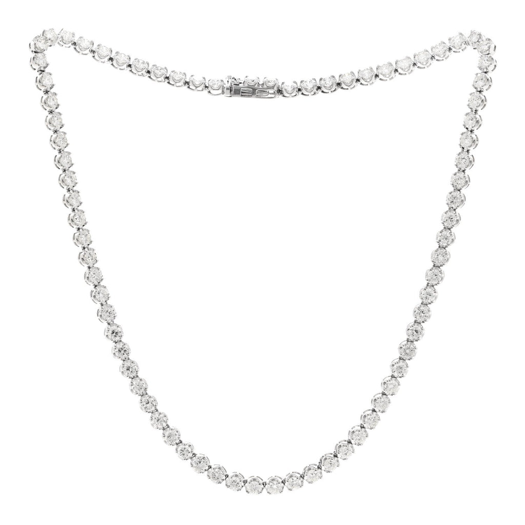 14K White Gold Diamond 6.95ctw Tennis Choker Necklace