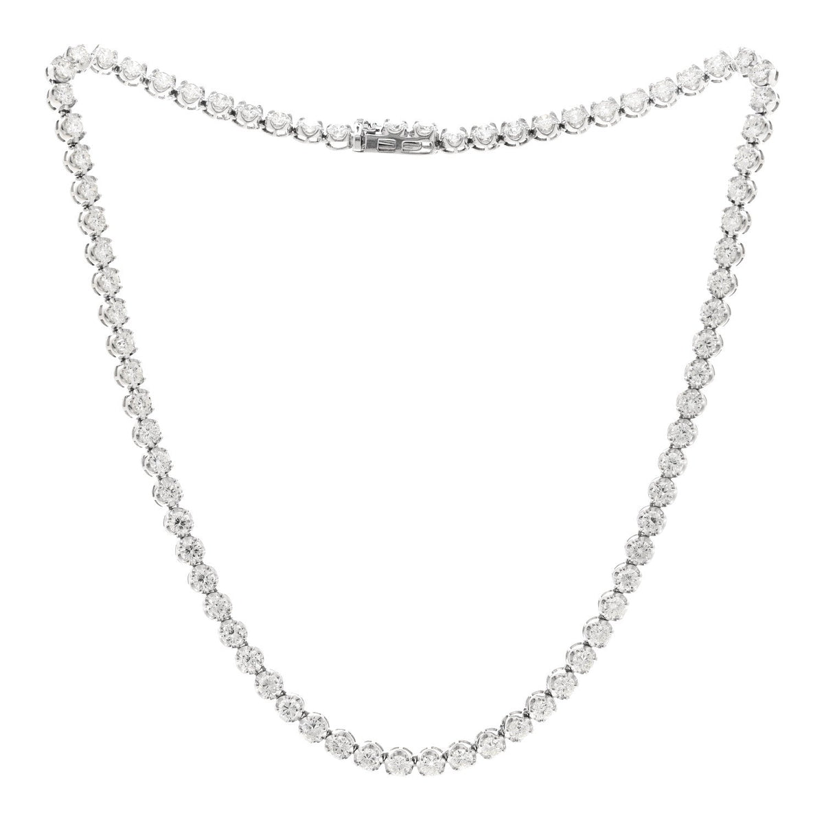 14K White Gold Diamond 6.95ctw Tennis Choker Necklace