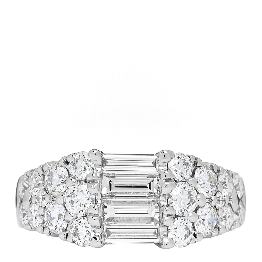 18K White Gold Diamond 1.92ctw Baguette Round Cut Ring 50 5.25