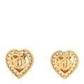 Crystal Heart CD Clip On Earrings Gold