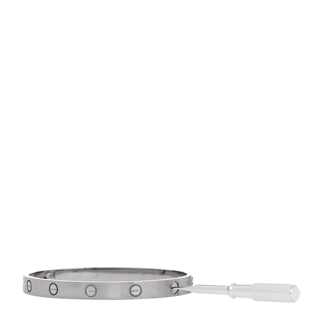 18K White Gold Brushed Finish LOVE Bracelet 18