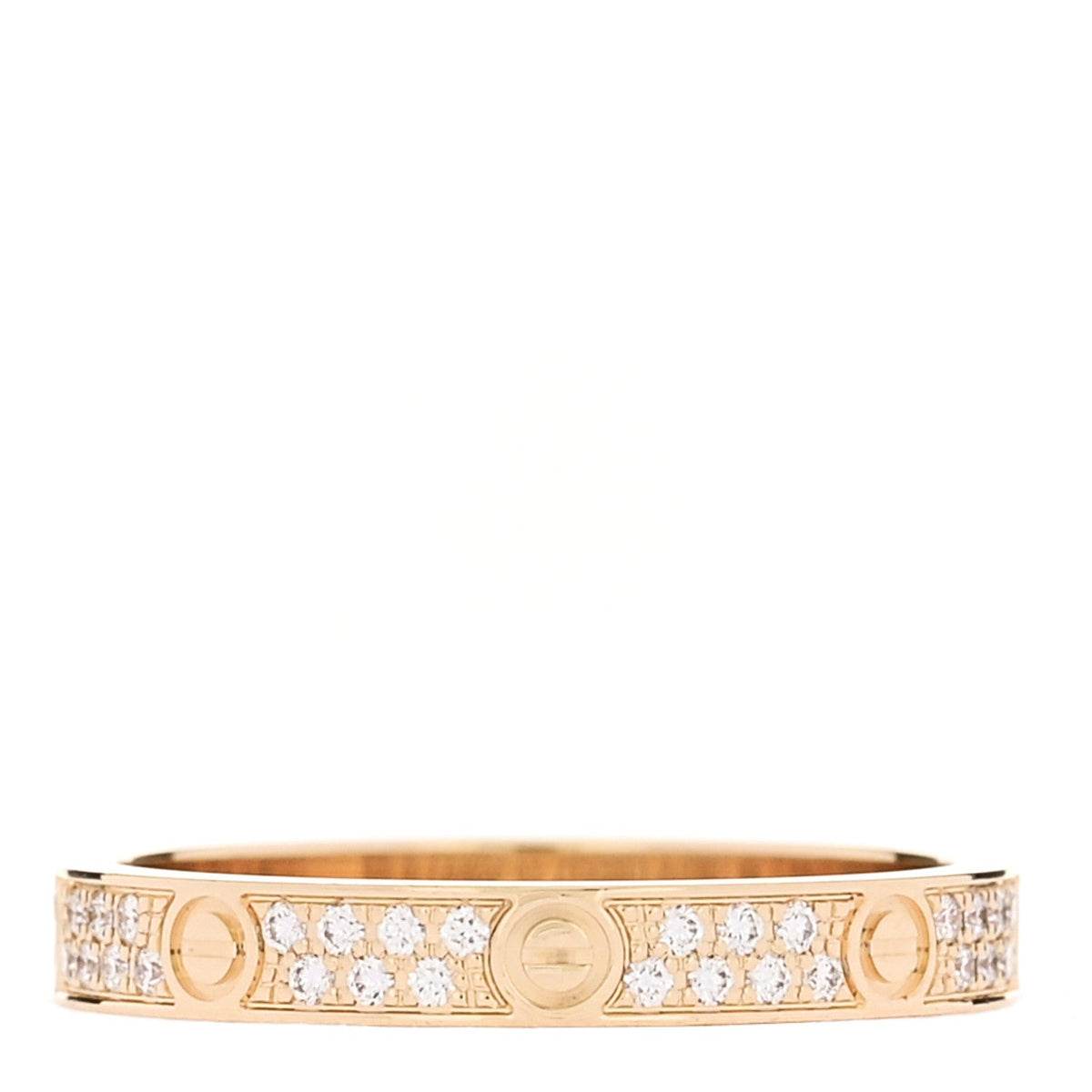 18K Yellow Gold Diamond 2.6mm LOVE Paved Band Ring 48 4.5