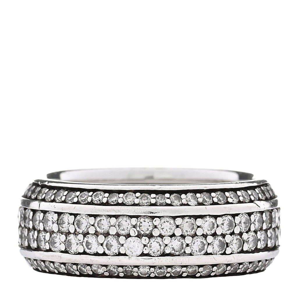 Sterling Silver Diamond 8.5mm Streamline Beveled Band Ring 56 7.75