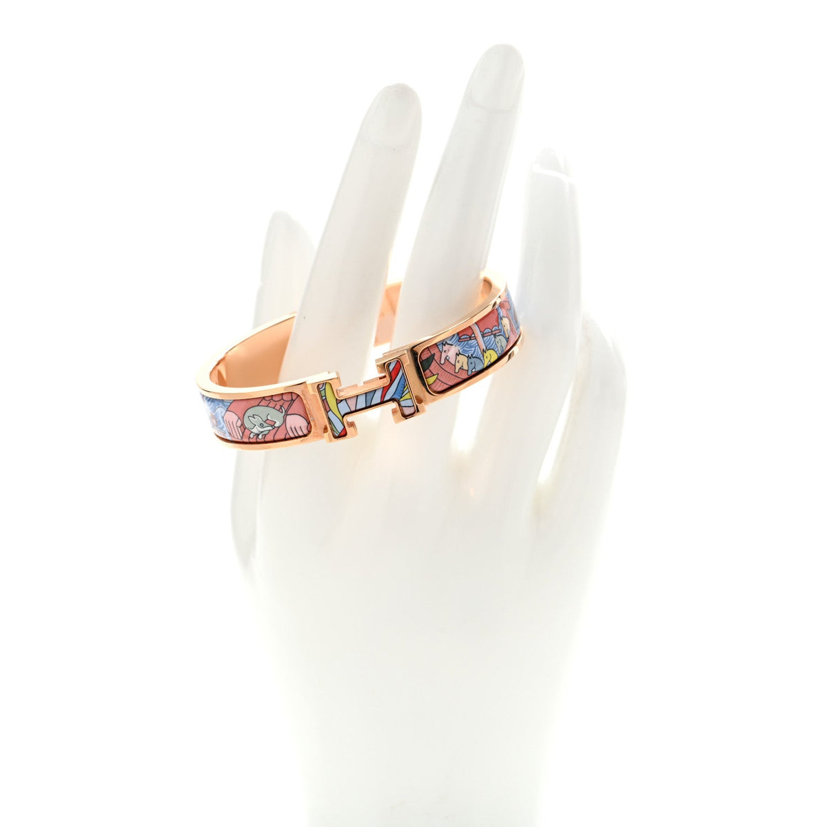 Enamel Narrow Print Cosmographia Universalis Clic Clac H Bracelet PM Album De Soie