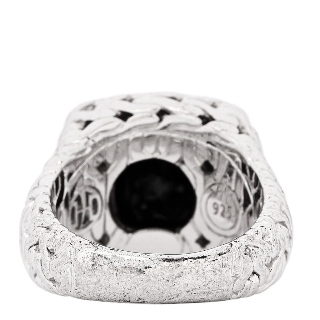 Sterling Silver Black Garnet Diamond Classic Chain Ring 52 6