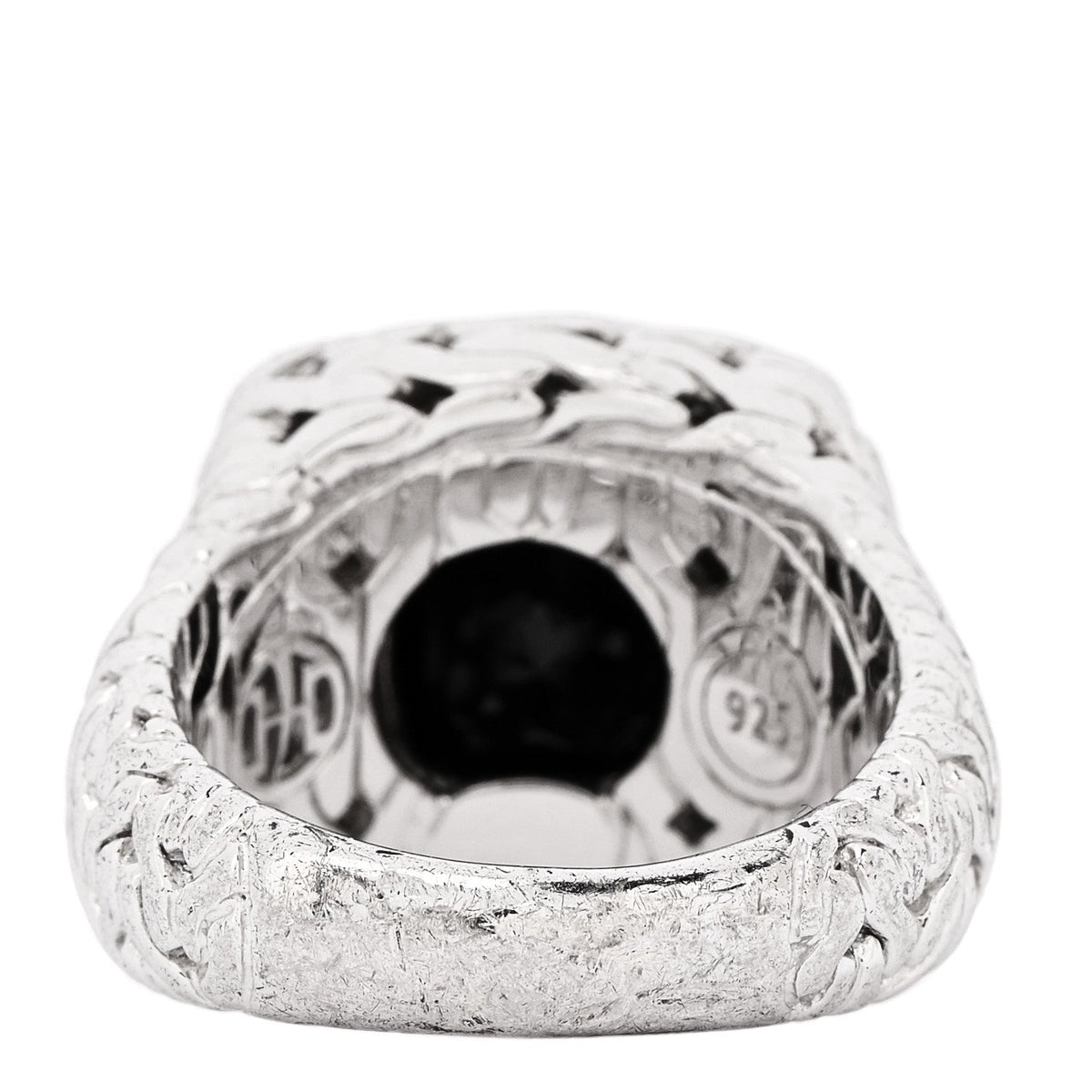 Sterling Silver Black Garnet Diamond Classic Chain Ring 52 6