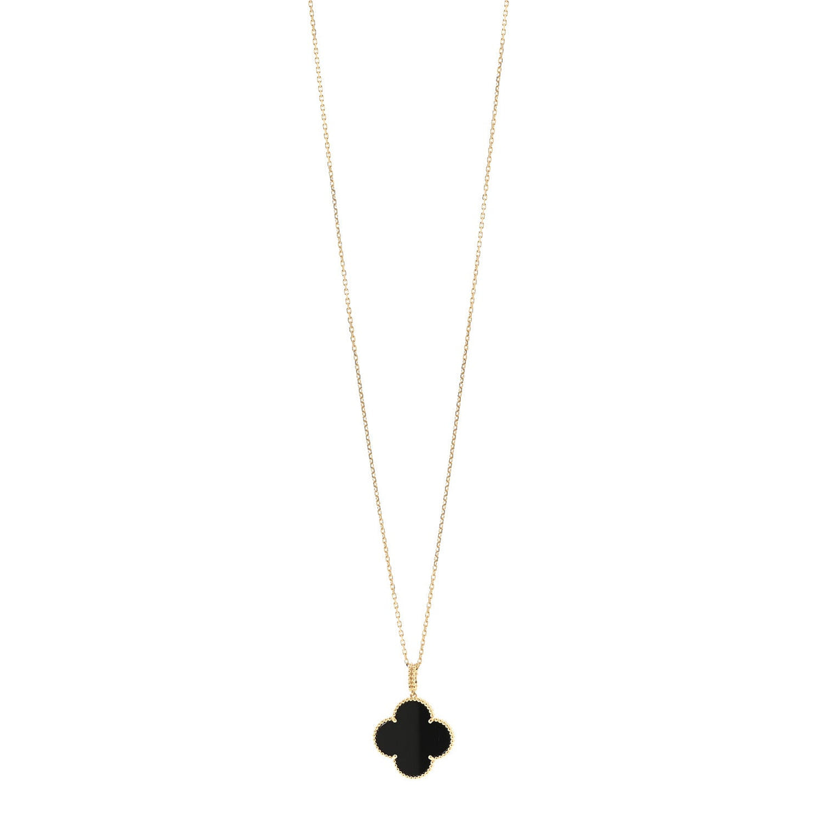 18K Yellow Gold Black Onyx Magic Alhambra Pendant Necklace