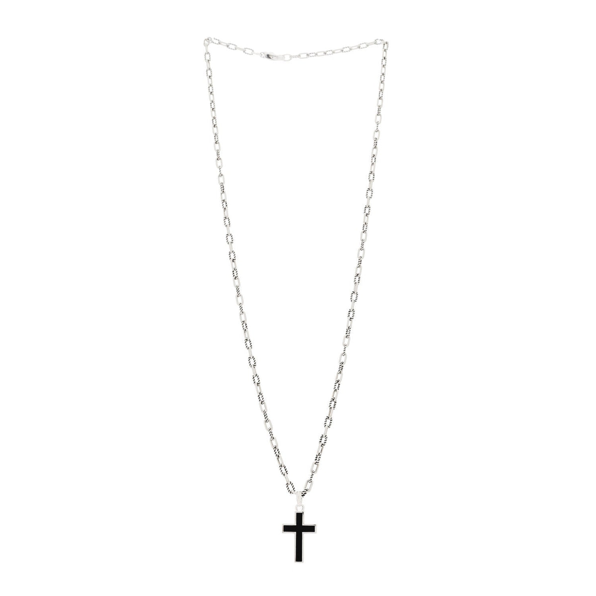 Sterling Silver Black Onyx Cross Pendant DY Madison Chain Necklace