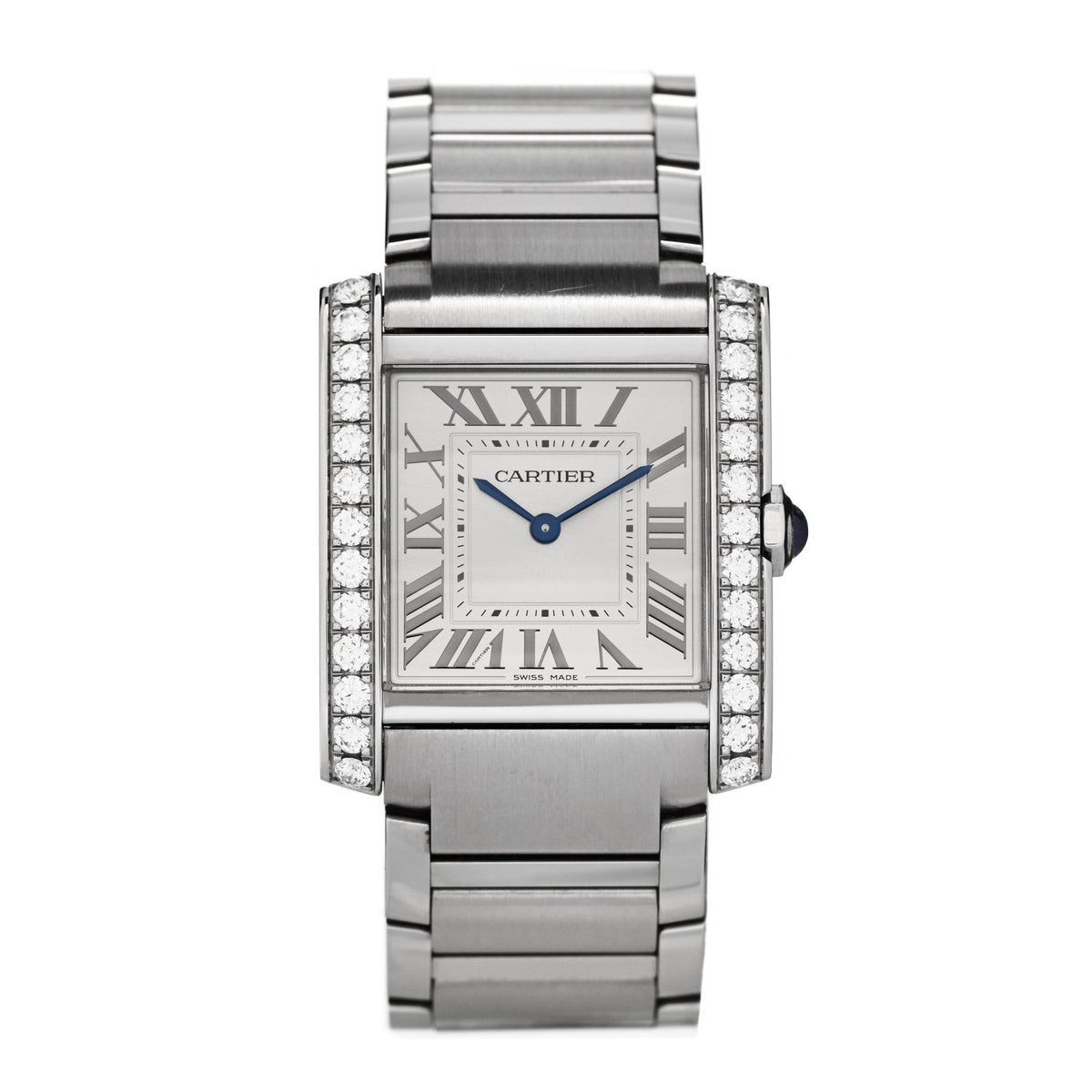 Stainless Steel Diamond Bezel 27mm Tank Francaise Quartz Watch