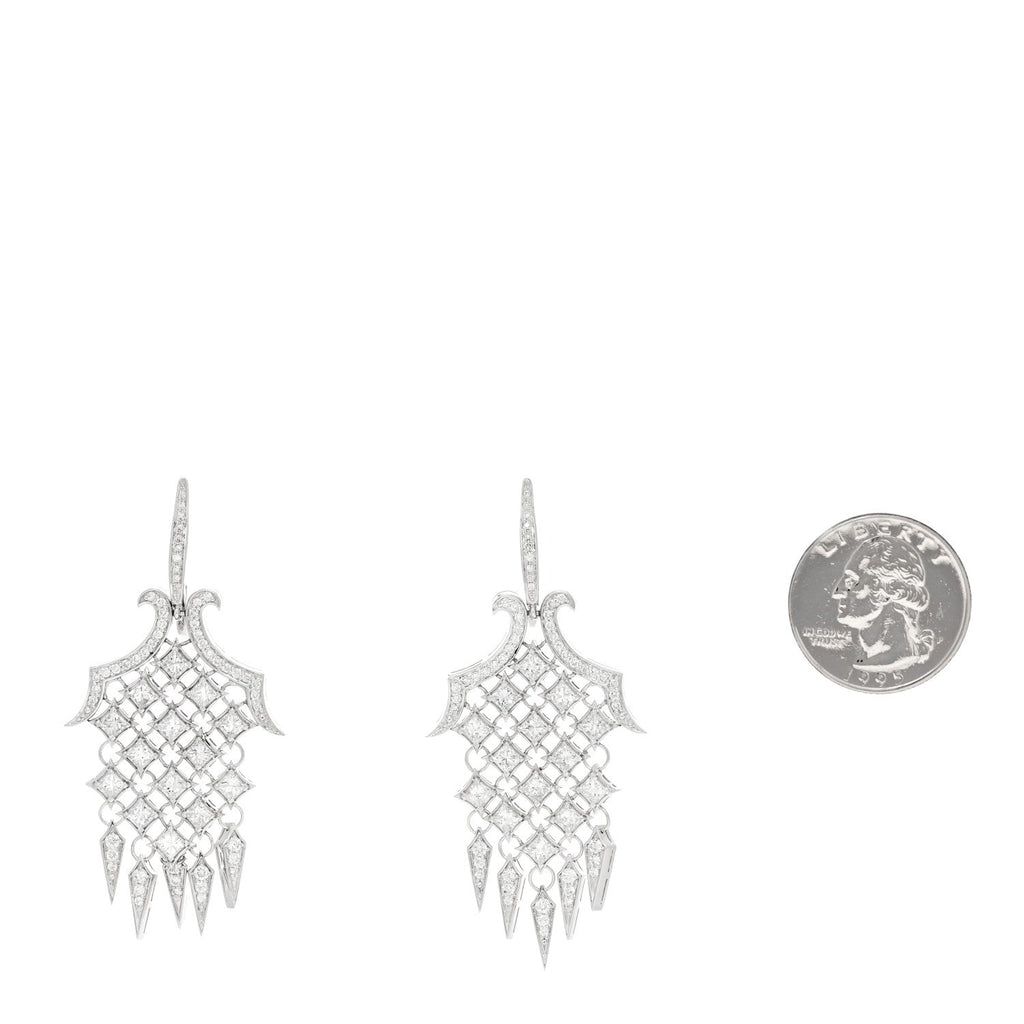 18K White Gold Diamond 4.25ctw Chandelier Earrings