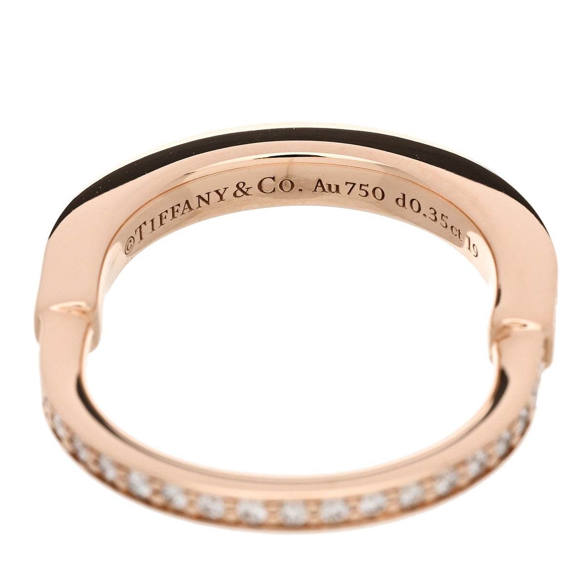 18K Rose Gold Diamond Lock Pave Ring 50 5.5
