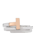 18K Rose Gold Sterling Silver T Square Wrap Ring 53 6.5